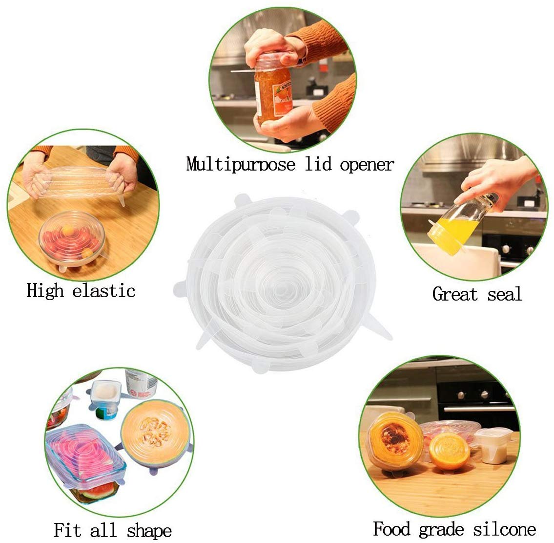 6pck Silicone Food Lids